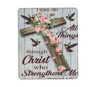 asbwuo Tapis de Souris carré avec Motif Philippiens et Croix Fleurie, Base en Caoutchouc antidérapant, Tapis de Souris pour Table, 18 x 21,8 cm