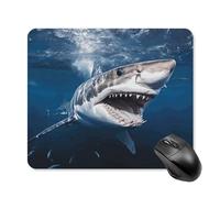 asbwuo Tapis de Souris carré imperméable avec Motif de Grand Requin Blanc Gueule Ouverte, antidérapant, idéal pour Le Bureau, Les Jeux et la Maison.