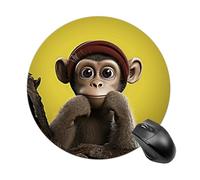 asbwuo Tapis de Souris Confortable, imperméable et antidérapant avec Base en Caoutchouc, Motif Singe Curieux, Rond, pour Ordinateur Portable et Bureau.