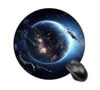 asbwuo Tapis de Souris Confortable, imperméable et antidérapant avec Base en Caoutchouc, Motif Terre et Lune, Rond, pour Ordinateur Portable ou de Bureau.