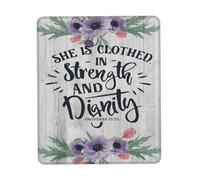 asbwuo Tapis de Souris Elle est vêtue de Force et de dignité Proverbes 10 x 12 Pouces, carré Religieux avec Base antidérapante pour Maison