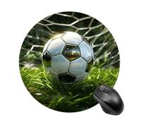 asbwuo Tapis de Souris Rond, Base en Caoutchouc antidérapante, 19,8 cm, Motif Football sur Gazon Vert, idéal pour Une précision de contrôle optimale.