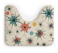 asbwuo Tapis de Toilette Contour de Toilette à Motif rétro Atomic Stars, séchage Rapide, Absorbant, en Forme de U, antidérapant, pour Sol de Salle de Bain (50,8 x 40,6 cm)