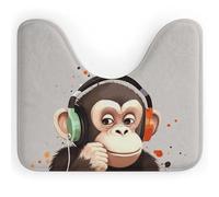 asbwuo Tapis de Toilette Music Monkey, Absorbant et à séchage Rapide, antidérapant, en Forme de U, pour Salle de Bain (50,8 x 40,6 cm).