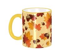 asbwuo Tasse à café avec poignée en forme de feuille d'automne, réutilisable, amusante, en céramique, idéale pour les voyages, le bureau ou la maison, idéale comme cadeau, 325 ml