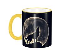 asbwuo Tasse à café Black Wolf Moon avec poignée, tasse à thé, tasse à boire, tasses à café en céramique réutilisables, tasses à café amusantes et fantaisie, tasses cadeaux 11 oz