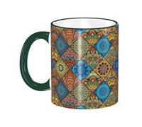 asbwuo Tasse à café Boho Mandala avec poignée, tasse à thé, tasse à boire, tasses à café en céramique réutilisables, tasses à café amusantes et fantaisie, tasses, cadeaux, 11 oz
