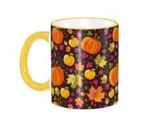 asbwuo Tasse à café citrouille et feuille d'érable avec poignée, tasse à thé, tasse à boire, tasses à café en céramique réutilisables, tasses à café amusantes et fantaisie, tasses, cadeaux, 325 ml