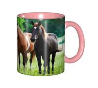 asbwuo Tazze in ceramica bicolore, 11 once, elegante tazza da caffè in ceramica con cavallo bianco marrone 3D, all'interno colorato, tazza da tè, tazze da caffè per casa, ufficio e cucina