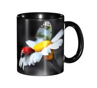 asbwuo Tazze in ceramica bicolore, 11 once, elegante tazza da caffè in ceramica con farfalla 3D e coccinella, tazza da tè colorata all'interno, tazze da caffè per casa, ufficio e cucina