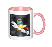 asbwuo Tazze in ceramica bicolore, 11 once, elegante tazza da caffè in ceramica con farfalla 3D e coccinella, tazza da tè colorata all'interno, tazze da caffè per casa, ufficio e cucina