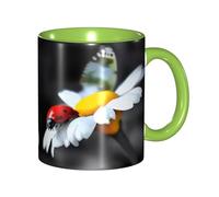asbwuo Tazze in ceramica bicolore, 11 once, elegante tazza da caffè in ceramica con farfalla 3D e coccinella, tazza da tè colorata all'interno, tazze da caffè per casa, ufficio e cucina