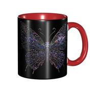 asbwuo Tazze in ceramica bicolore, 11 once, elegante tazza da caffè in ceramica con farfalla 3D e interno colorato, tazza da tè, tazze da caffè per casa, ufficio e cucina