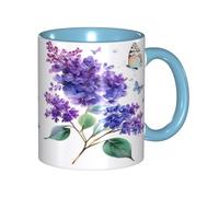 asbwuo Tazze in ceramica bicolore, 11 once, elegante tazza da caffè in ceramica con farfalla color lavanda 3D e interno colorato, tazza da tè, tazze da caffè per casa, ufficio e cucina