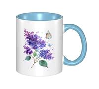 asbwuo Tazze in ceramica bicolore, 11 once, elegante tazza da caffè in ceramica con farfalla color lavanda 3D e interno colorato, tazza da tè, tazze da caffè per casa, ufficio e cucina