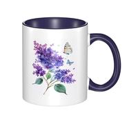 asbwuo Tazze in ceramica bicolore, 11 once, elegante tazza da caffè in ceramica con farfalla color lavanda 3D e interno colorato, tazza da tè, tazze da caffè per casa, ufficio e cucina