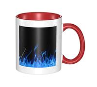 asbwuo Tazze in ceramica bicolore, 11 once, elegante tazza da caffè in ceramica con fiamma blu 3D e interno colorato, tazza da tè, tazze da caffè per casa, ufficio e cucina