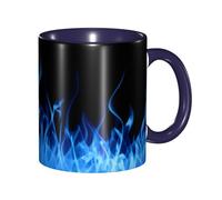 asbwuo Tazze in ceramica bicolore, 11 once, elegante tazza da caffè in ceramica con fiamma blu 3D e interno colorato, tazza da tè, tazze da caffè per casa, ufficio e cucina