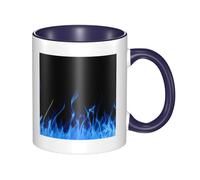 asbwuo Tazze in ceramica bicolore, 11 once, elegante tazza da caffè in ceramica con fiamma blu 3D e interno colorato, tazza da tè, tazze da caffè per casa, ufficio e cucina