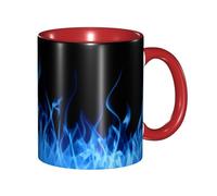 asbwuo Tazze in ceramica bicolore, 11 once, elegante tazza da caffè in ceramica con fiamma blu 3D e interno colorato, tazza da tè, tazze da caffè per casa, ufficio e cucina