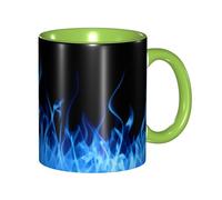 asbwuo Tazze in ceramica bicolore, 11 once, elegante tazza da caffè in ceramica con fiamma blu 3D e interno colorato, tazza da tè, tazze da caffè per casa, ufficio e cucina