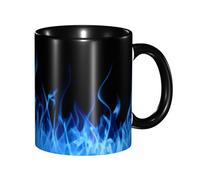 asbwuo Tazze in ceramica bicolore, 11 once, elegante tazza da caffè in ceramica con fiamma blu 3D e interno colorato, tazza da tè, tazze da caffè per casa, ufficio e cucina
