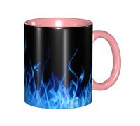 asbwuo Tazze in ceramica bicolore, 11 once, elegante tazza da caffè in ceramica con fiamma blu 3D e interno colorato, tazza da tè, tazze da caffè per casa, ufficio e cucina