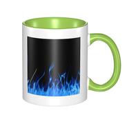 asbwuo Tazze in ceramica bicolore, 11 once, elegante tazza da caffè in ceramica con fiamma blu 3D e interno colorato, tazza da tè, tazze da caffè per casa, ufficio e cucina
