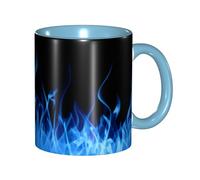 asbwuo Tazze in ceramica bicolore, 11 once, elegante tazza da caffè in ceramica con fiamma blu 3D e interno colorato, tazza da tè, tazze da caffè per casa, ufficio e cucina