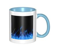 asbwuo Tazze in ceramica bicolore, 11 once, elegante tazza da caffè in ceramica con fiamma blu 3D e interno colorato, tazza da tè, tazze da caffè per casa, ufficio e cucina