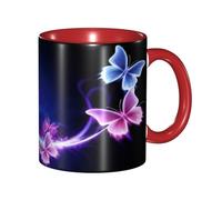 asbwuo Tazze in ceramica bicolore, 11 once, elegante tazza da caffè in ceramica con graziosa farfalla viola 3D all'interno, tazza da tè, tazze da caffè per casa, ufficio e cucina