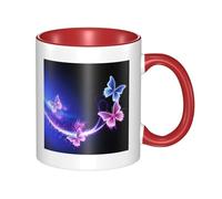 asbwuo Tazze in ceramica bicolore, 11 once, elegante tazza da caffè in ceramica con graziosa farfalla viola 3D all'interno, tazza da tè, tazze da caffè per casa, ufficio e cucina