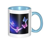 asbwuo Tazze in ceramica bicolore, 11 once, elegante tazza da caffè in ceramica con graziosa farfalla viola 3D all'interno, tazza da tè, tazze da caffè per casa, ufficio e cucina