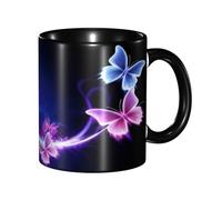 asbwuo Tazze in ceramica bicolore, 11 once, elegante tazza da caffè in ceramica con graziosa farfalla viola 3D all'interno, tazza da tè, tazze da caffè per casa, ufficio e cucina