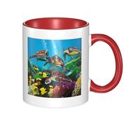 asbwuo Tazze in ceramica bicolore, 11 once, elegante tazza da caffè in ceramica con grazioso piccolo gatto colorato all'interno, tazza da tè, tazze da caffè per casa, ufficio e cucina