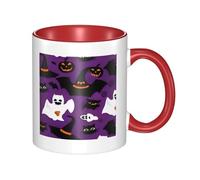 asbwuo Tazze in ceramica bicolore, 11 once, elegante tazza da caffè in ceramica con interno colorato e motivo horror di Halloween in 3D viola, tazze da caffè per casa, ufficio e cucina