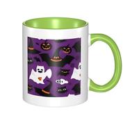 asbwuo Tazze in ceramica bicolore, 11 once, elegante tazza da caffè in ceramica con interno colorato e motivo horror di Halloween in 3D viola, tazze da caffè per casa, ufficio e cucina