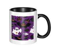 asbwuo Tazze in ceramica bicolore, 11 once, elegante tazza da caffè in ceramica con interno colorato e motivo horror di Halloween in 3D viola, tazze da caffè per casa, ufficio e cucina