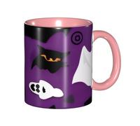 asbwuo Tazze in ceramica bicolore, 11 once, elegante tazza da caffè in ceramica con interno colorato e motivo horror di Halloween in 3D viola, tazze da caffè per casa, ufficio e cucina
