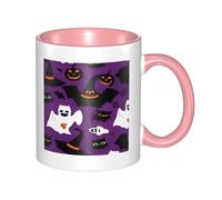asbwuo Tazze in ceramica bicolore, 11 once, elegante tazza da caffè in ceramica con interno colorato e motivo horror di Halloween in 3D viola, tazze da caffè per casa, ufficio e cucina