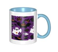 asbwuo Tazze in ceramica bicolore, 11 once, elegante tazza da caffè in ceramica con interno colorato e motivo horror di Halloween in 3D viola, tazze da caffè per casa, ufficio e cucina