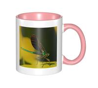 asbwuo Tazze in ceramica bicolore, 11 once, elegante tazza da caffè in ceramica con libellula 3D e interno colorato, tazza da tè, tazze da caffè per casa, ufficio e cucina