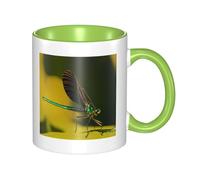asbwuo Tazze in ceramica bicolore, 11 once, elegante tazza da caffè in ceramica con libellula 3D e interno colorato, tazza da tè, tazze da caffè per casa, ufficio e cucina