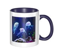 asbwuo Tazze in ceramica bicolore, 11 once, elegante tazza da caffè in ceramica con meduse 3D colorate all'interno, tazza da tè, tazze da caffè per casa, ufficio e cucina