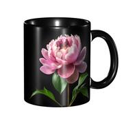 asbwuo Tazze in ceramica bicolore, 11 once, elegante tazza da caffè in ceramica con motivo floreale di peonia 3D, interno colorato, tazza da tè, tazze da caffè per casa, ufficio e cucina