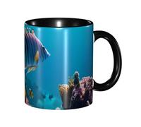 asbwuo Tazze in ceramica bicolore, 11 once, elegante tazza da caffè in ceramica con motivo marino 3D colorato all'interno, tazza da tè, tazze da caffè per casa, ufficio e cucina