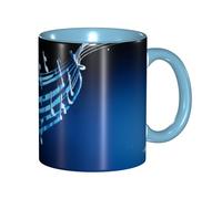 asbwuo Tazze in ceramica bicolore, 11 once, elegante tazza da caffè in ceramica con musica blu 3D e interno colorato, tazza da tè, tazze da caffè per casa, ufficio e cucina