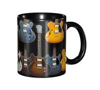 asbwuo Tazze in ceramica bicolore, 11 once, elegante tazza da caffè in ceramica con musica per chitarra in 3D e interno colorato, tazza da tè, tazze da caffè per casa, ufficio e cucina