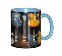 asbwuo Tazze in ceramica bicolore, 11 once, elegante tazza da caffè in ceramica con musica per chitarra in 3D e interno colorato, tazza da tè, tazze da caffè per casa, ufficio e cucina