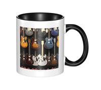 asbwuo Tazze in ceramica bicolore, 11 once, elegante tazza da caffè in ceramica con musica per chitarra in 3D e interno colorato, tazza da tè, tazze da caffè per casa, ufficio e cucina